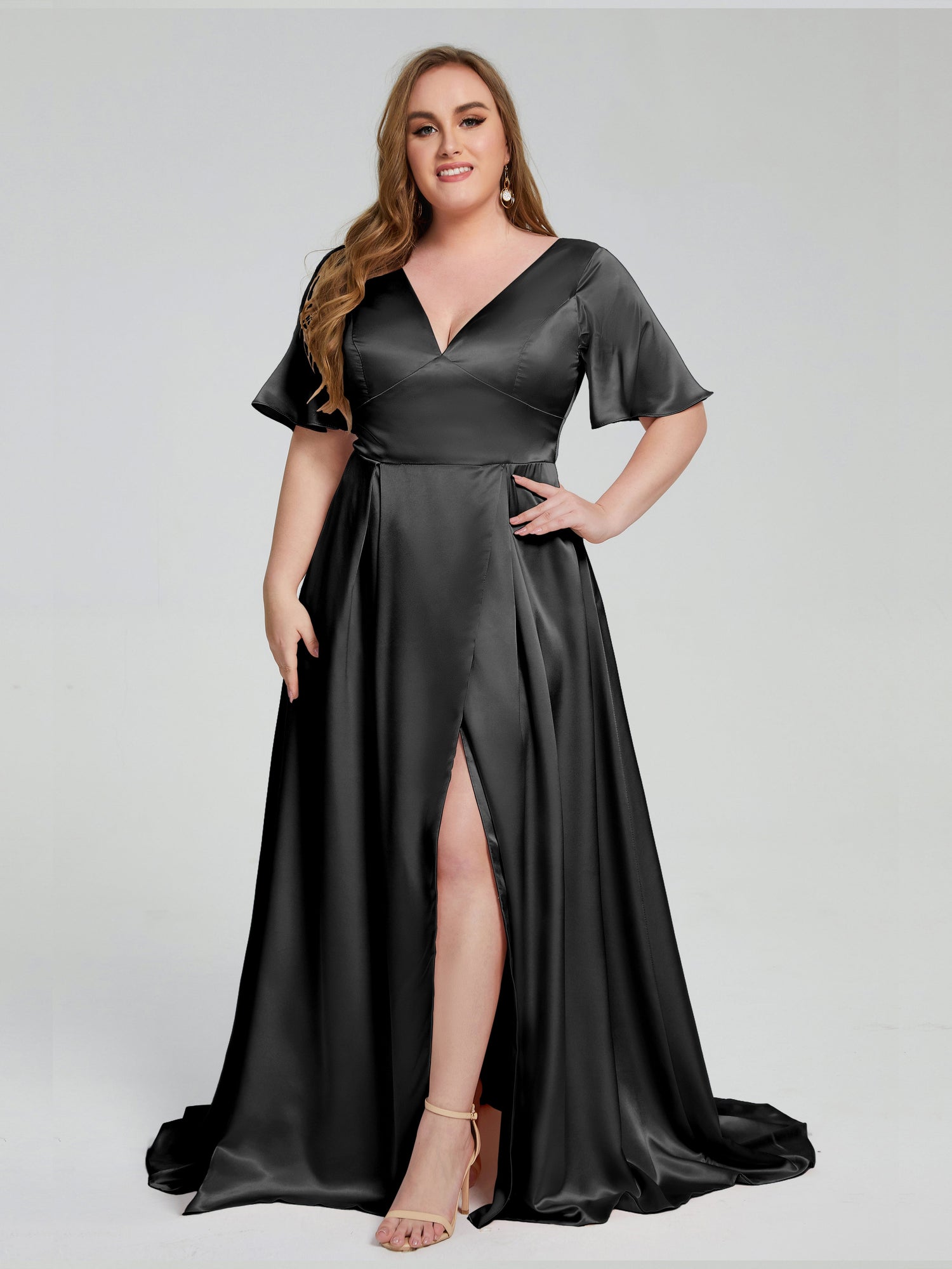 black satin bridesmaid dresses